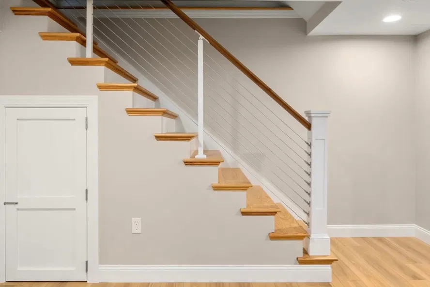basement renovation; lvp flooring, stair remodel, room painting in durham region