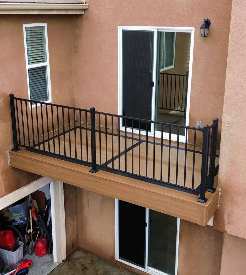 Poolside composite decking installation