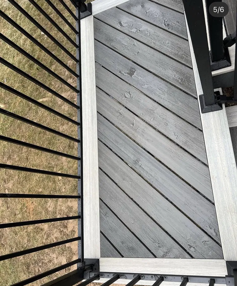 Elevated deck with glass railings