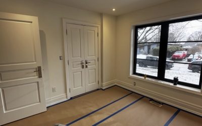 interior painting and hardwood floor refinish project in durham region by vortex construction