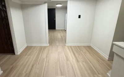 basement remodel and lvp floor installation project in durham region by vortex construction